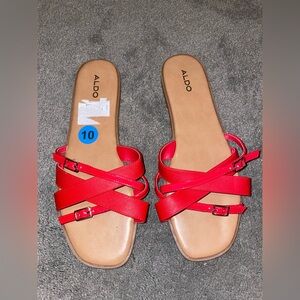 NWOT Aldo Red Strap Sandals Size 10